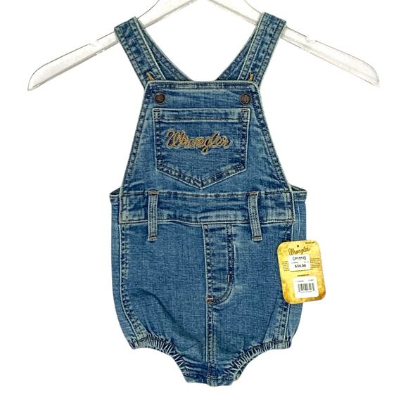 Wrangler 18 Month NEW Baby Girls Overall Romper Gianna Denim Western - Picture 1 of 7
